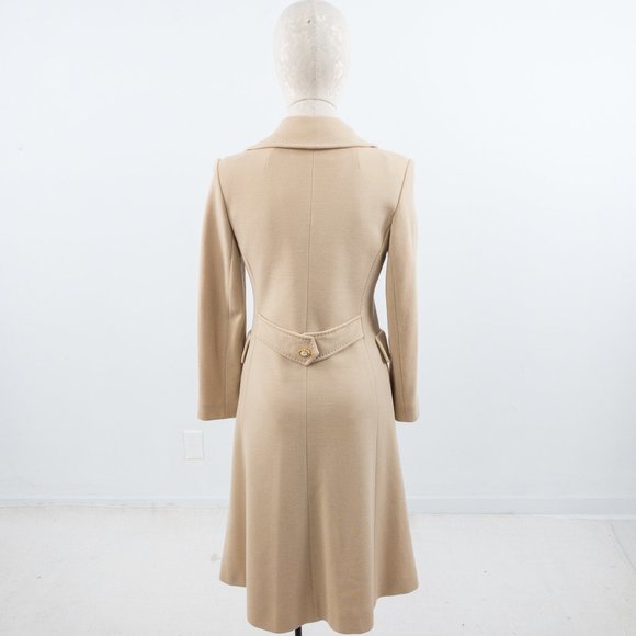 Vintage S/M Wool Knit Princess Overcoat Cream Tan - Picture 5 of 11